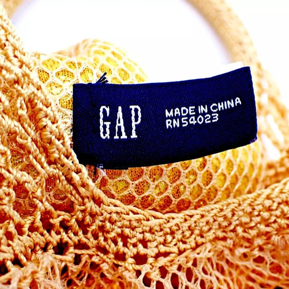 Vintage Gap Gold Mesh Handbag Knit Sequins Round Handle